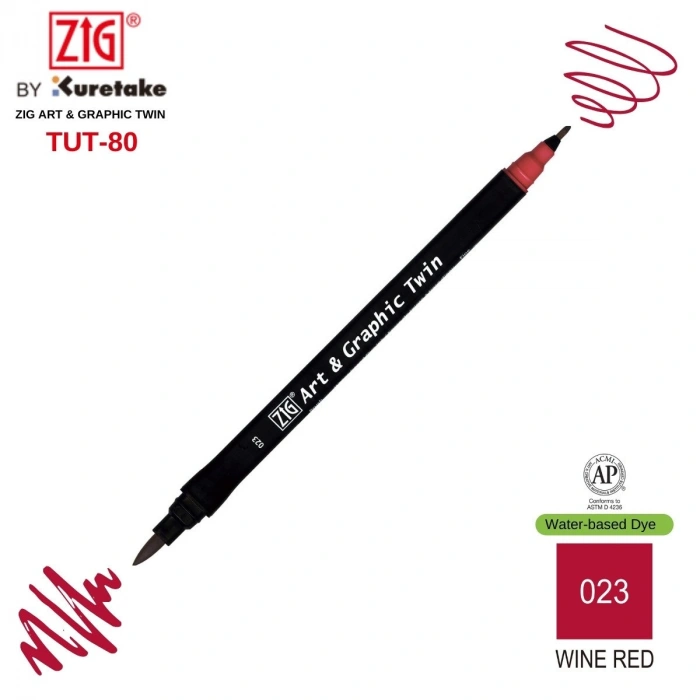 Zig Art&Graphic Twin Tut-80 Çift Uçlu Keçe Grafik Kalemi 023 Wine Red