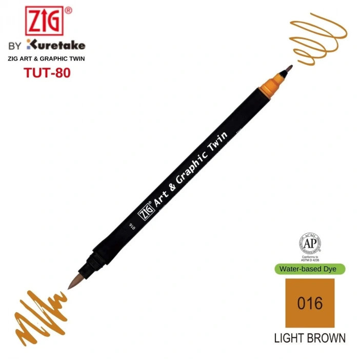 Zig Art&Graphic Twin Tut-80 Çift Uçlu Keçe Grafik Kalemi 16 Light Brown