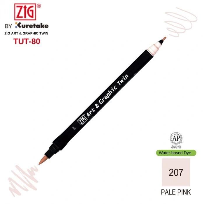 Zig Art&Graphic Twin Tut-80 Çift Uçlu Keçe Grafik Kalemi 207 Pale Pink