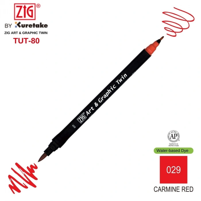 Zig Art&Graphic Twin Tut-80 Çift Uçlu Keçe Grafik Kalemi 29 Carmine Red