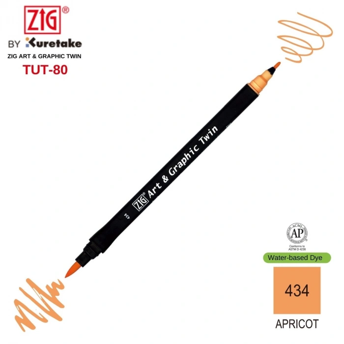 Zig Art&Graphic Twin Tut-80 Çift Uçlu Keçe Grafik Kalemi 434 Apricot
