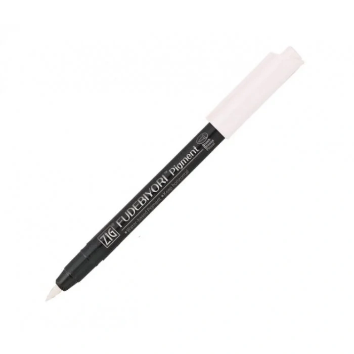 Zig Fudebiyori Fırça Uçlu+A8 Kalemi No 000 Pigment Beyaz