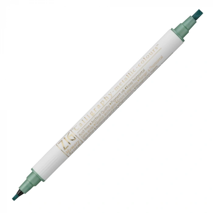 Zig Kaligrafi Kalemi MS-8400 Çift Taraflı Düz Kesik 2.0-3.5mm 121 Metalik Yeşil (Green)