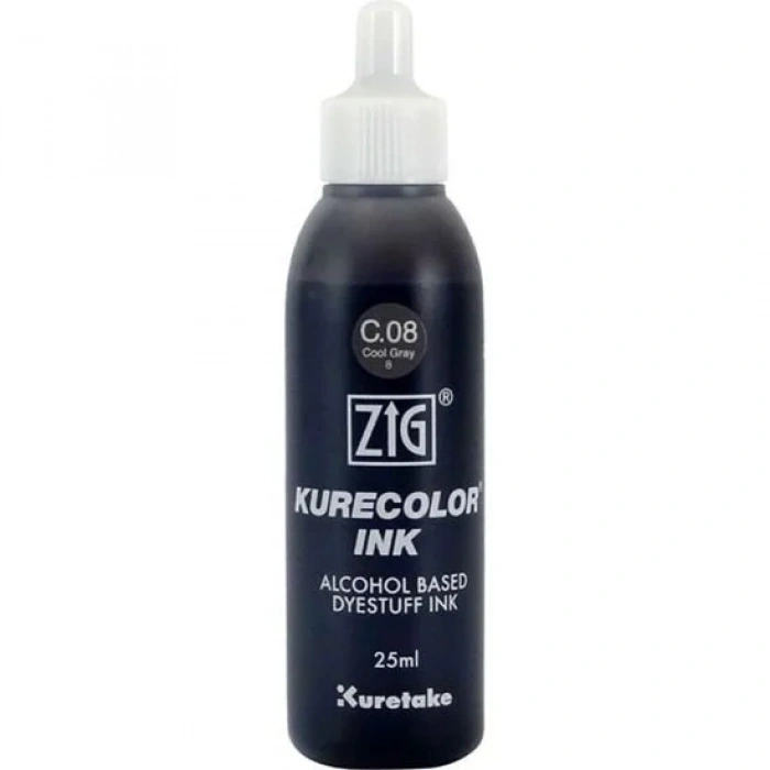 Zig Kurecolor Ink Alkol Bazlı Mürekkep 25ml C08 Cool Gray 8