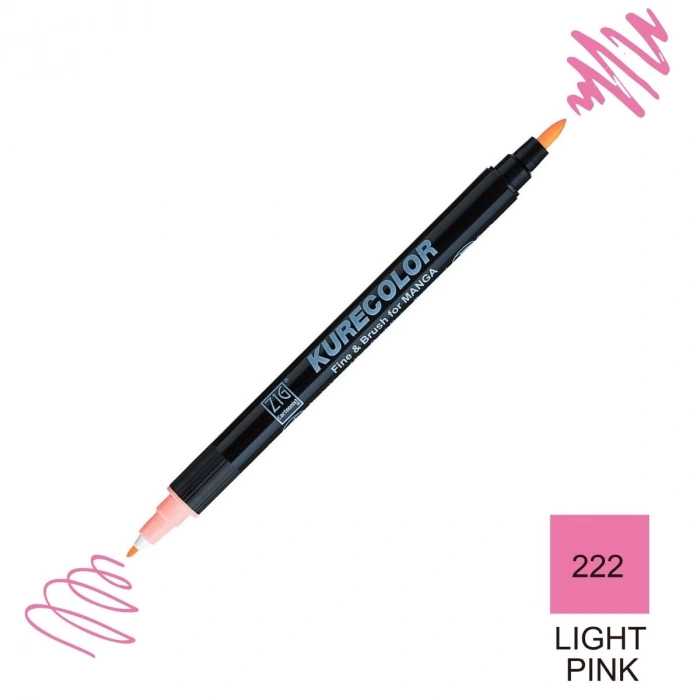 Zig Kurecolor Mangaka Fine&Brush Çift Taraflı Kalem CNKC-2200 No 222 (221) Light Pink