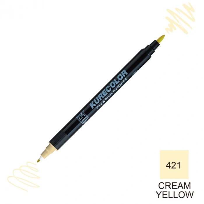 Zig Kurecolor Mangaka Fine&Brush Çift Taraflı Kalem CNKC-2200 No 421 Cream Yellow