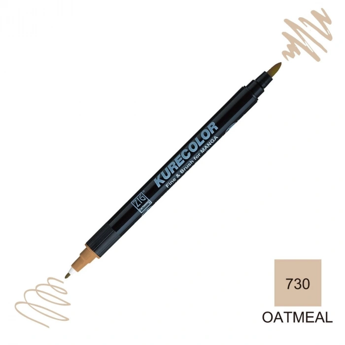 Zig Kurecolor Mangaka Fine&Brush Çift Taraflı Kalem CNKC-2200 No 730 Oatmetal