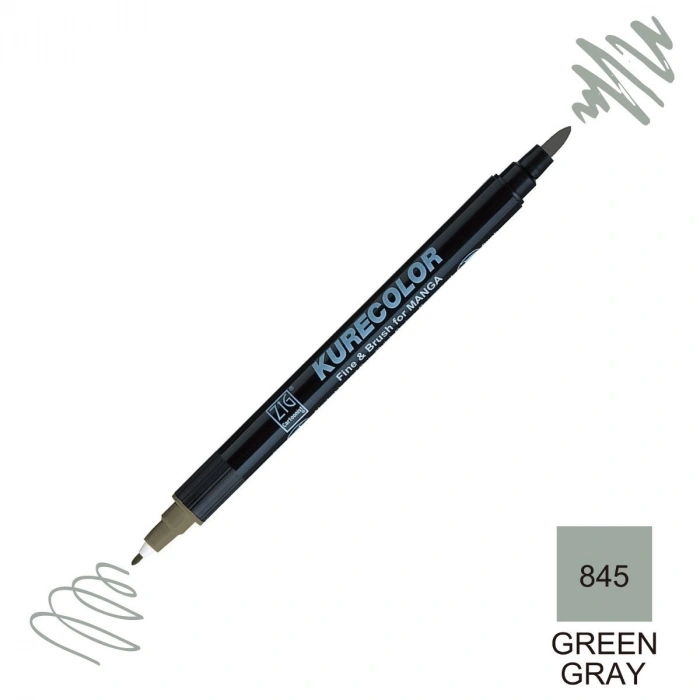 Zig Kurecolor Mangaka Fine&Brush Çift Taraflı Kalem CNKC-2200 No 845 Green Gray