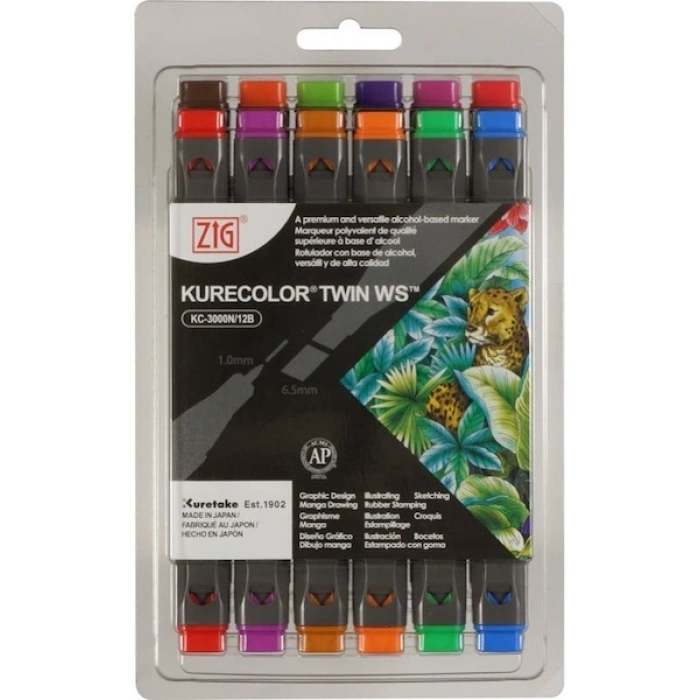 Zig Kurecolor Twin S Marker Kalem Seti 12 Renk BRILLIANT COLORS
