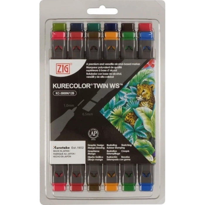 Zig Kurecolor Twin S Marker Kalem Seti 12 Renk DEEP COLORS
