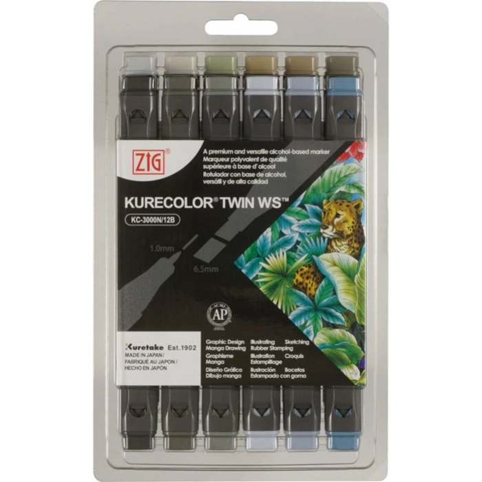 Zig Kurecolor Twin S Marker Kalem Seti 12 Renk GRAY COLORS