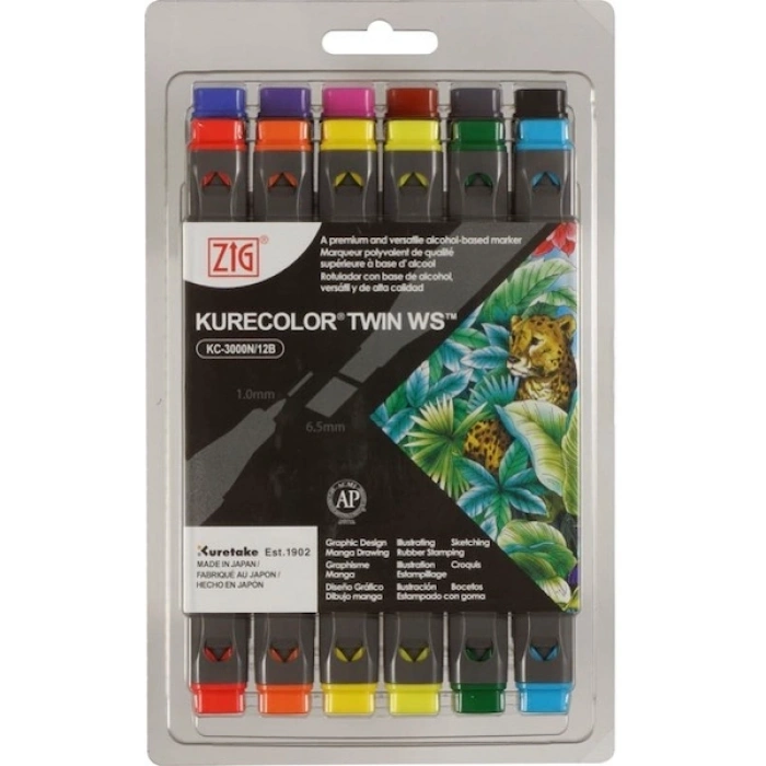 Zig Kurecolor Twin S Marker Kalem Seti 12 Renk NATURAL COLORS