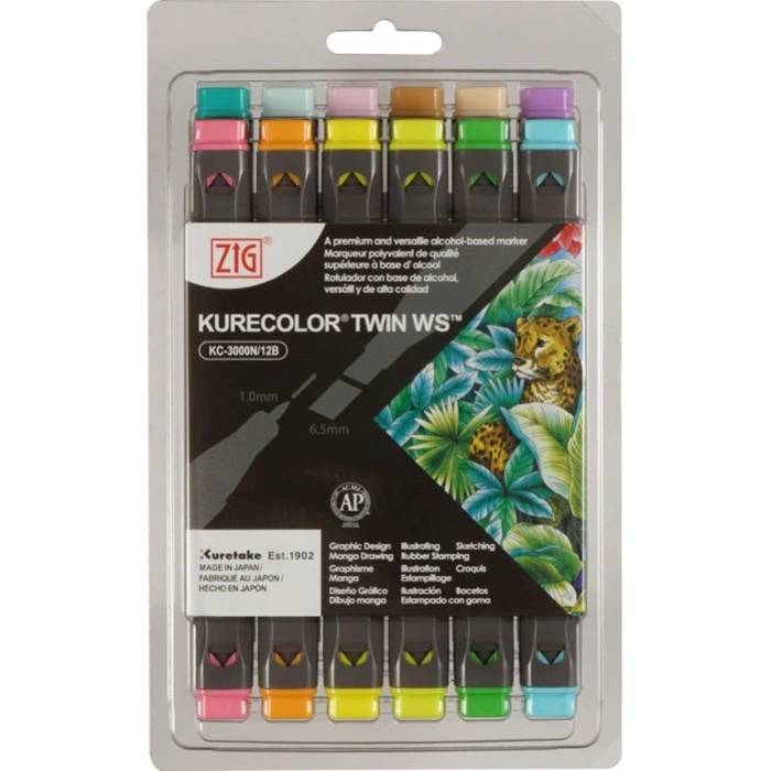 Zig Kurecolor Twin S Marker Kalem Seti 12 Renk PALE COLORS