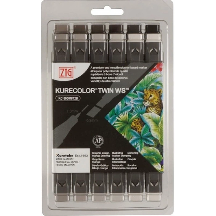 Zig Kurecolor Twin S Marker Kalem Seti 12 Renk WARM GRAY COLORS