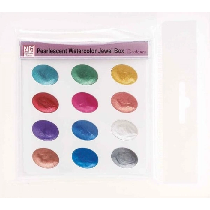 Zig Pearlescent Watercolor Jewel Box Sedefli Tablet Sulu Boya Seti 12 Renk