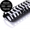 Sarff 45mm Plastik Spiral Siyah 350-400 Yaprak Kapasiteli (50 li Kutu)