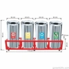 Garanti Metal 1812 Kafesli Paslanmaz Çelik 4 lü Geri Dönüşüm Çöp Kovası
