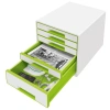 Leitz 5214 WOW Metalik Koyu Yeşil 5 Çekmeceli Evrak Rafı