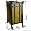 Garanti Metal 2112 Kapaklı Ahşap Kare Bahçe Tipi Çöp Kovası (45 Litre)