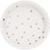 Beyaz Üzeri Gümüş Yaldız Puanlı Küçük Tabak 8 Adet