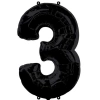 3 Rakamı Siyah Renk Folyo Balon 100 cm