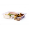 Üç Bölmeli Plastik Servis Yemek Kabı 50 Adet.