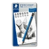 Staedtler Mars Lumograph Dereceli Kalem Karakalem Eskiz Çizim Seti 12li Metal Kutu (6B-4H)