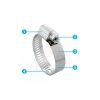 Tork Ayarlı Hortum Kelepçe C Tip 14 mm Band Genişliği 44 - 64 mm 2 - 2 3/8 inch