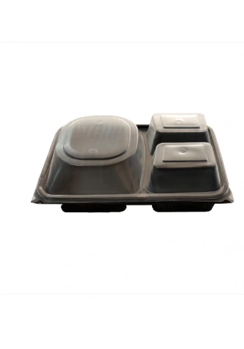 3 Bölmeli Hamburger Kabı Set - V411 ( 50 Adet )