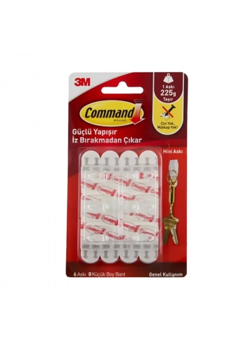 3M 17006 CLR COMMAND ŞEFFAF MİNİ ASKI 6LI