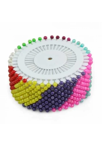 Saip 38 mm Diske Dizili Plastik Başlı Toplu İğne (12 li Paket)