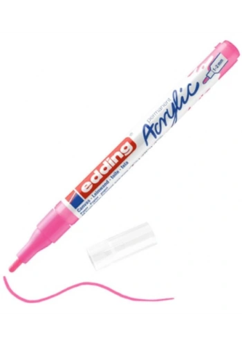 EDDİNG ED5300069 AKRİLİK MARKÖR İNCE UÇLU 1.0-2.0mm FOSFORLU PEMBE