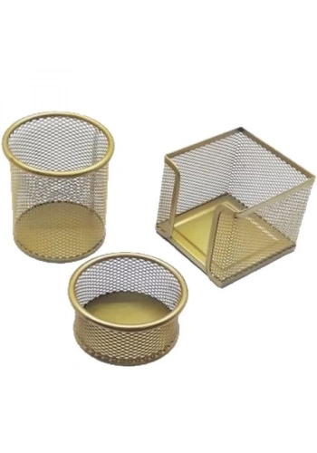 MAS 505 METAL PERFORE MASA SETİ GOLD 3LÜ