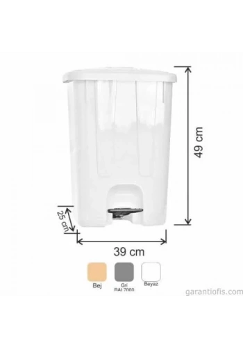 Garanti Metal 7142 Plastik İç Kovasız Köşeli Pedallı Çöp Kovası (40 Litre)