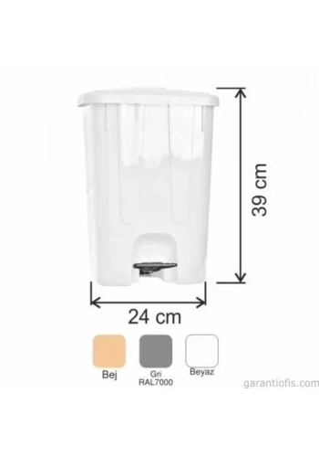 Garanti Metal 7140 Plastik İç Kovalı Köşeli Pedallı Çöp Kovası (17 Litre)