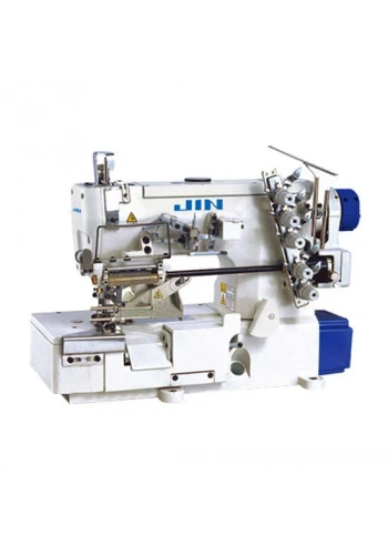 Jin F1F-E356-ND Direct Drive, Düz Yataklı,3 iğneli, Karyokalı, Giyotin Kesicili Sağdan Bıçaklı Dantel Lastik Reçme Makinası