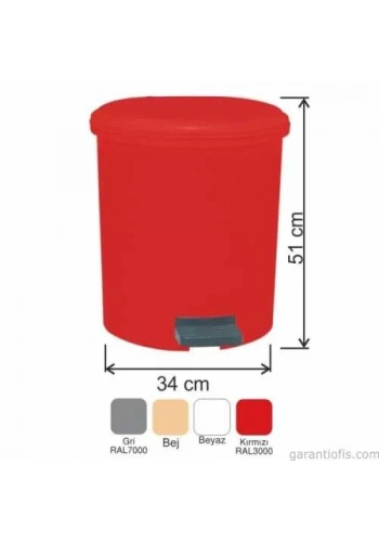 Garanti Metal 7139 Plastik İç Kovalı Yuvarlak Pedallı Çöp Kovası (40 Litre)