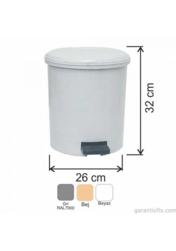 Garanti Metal 7137 Plastik İç Kovalı Yuvarlak Pedallı Çöp Kovası (15 Litre)
