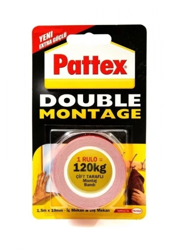 Pattex Çift Tataflı Montaj Bantı Double (19mm x 1,5m)