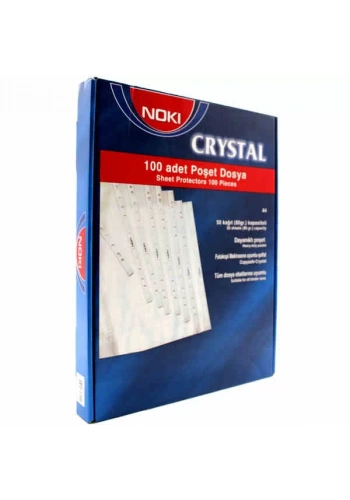 Noki Kristal Poşet Dosya 4830CR Mavi Kenarlı A4 (100 lü Paket)