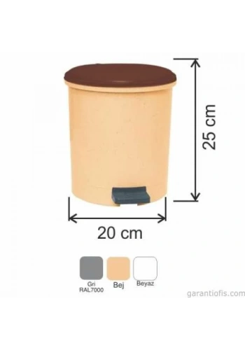 Garanti Metal 7136 Plastik İç Kovalı Yuvarlak Pedallı Çöp Kovası (10 Litre)