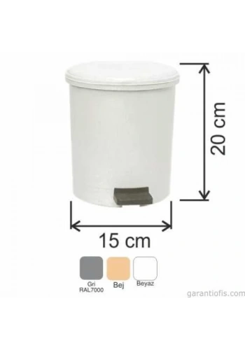 Garanti Metal 7135 Plastik İç Kovalı Yuvarlak Pedallı Çöp Kovası (3,5 Litre)