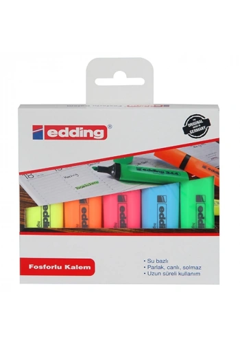 Edding Fosforlu Kalem Karma Renkli Set 344 (5 li Paket)