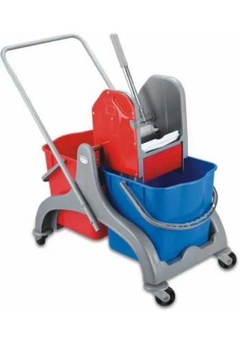 Plastik Gövdeli Çift Kovalı Temizlik Arabası