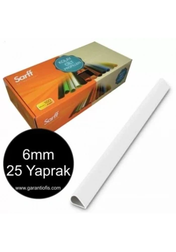 Sarff 6mm Beyaz Oval Sırtlık 25 Yaprak Kapasiteli (100 lü Kutu)