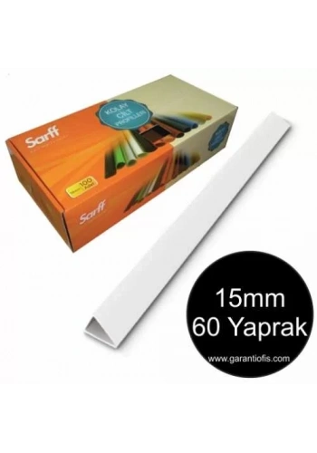 Sarff 15mm Beyaz Üçgen Sırtlık 60 Yaprak Kapasiteli (100 lü Kutu)