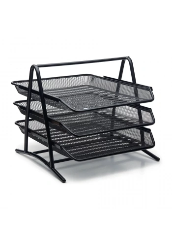 Mas 523 Siyah Perfore Metal 3 Katlı Evrak Rafı