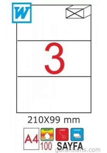GoldMoon 2003 Laser A4 Sayfa Etiketi 210x99mm (100 lü Paket)