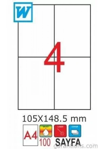 GoldMoon 2050 Laser A4 Sayfa Etiketi 105x148,5mm (100 lü Paket)