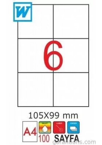 GoldMoon 2068 Laser A4 Sayfa Etiketi 105x99mm (100 lü Paket)